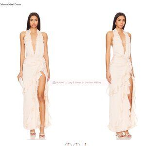 NBD Celenia Maxi Dress in Champagne Butterfly Size Small